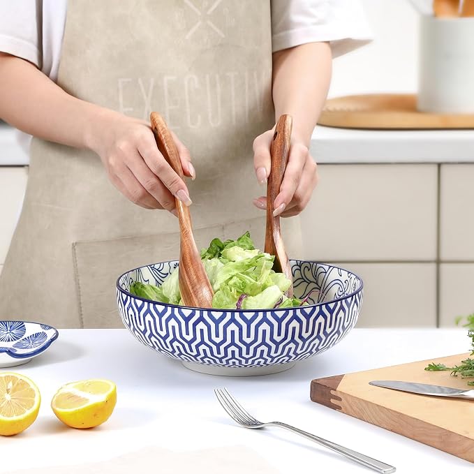 Selamica 9.5" Serving Bowls, 60 OZ Large Salad Bowls Set of 3 - Image 2