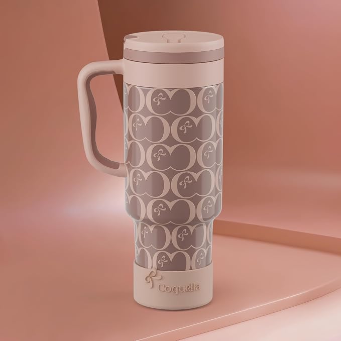 40 oz Insulated Tumbler with Handle and Push-Button Straw Lid, Stainless Steel - Image 2