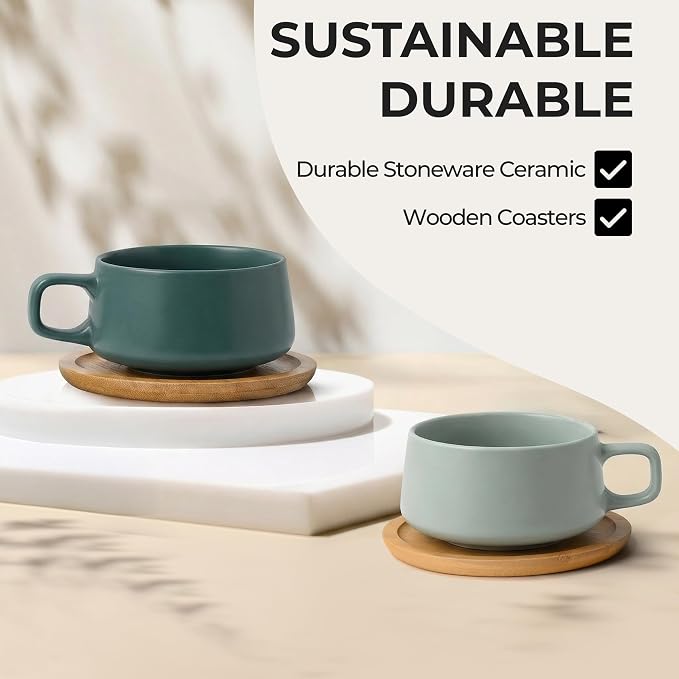 MIAMIO - Cappuccino Cup Set of 4, Wide - Luxe | Ceramic cappuccino cups and - Image 5