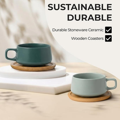 MIAMIO - Cappuccino Cup Set of 4, Wide - Luxe | Ceramic cappuccino cups and - Image 5