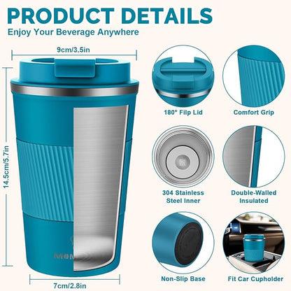 MOMSIV 12oz Travel Coffee Mug, Insulated Coffee Cup - Image 3