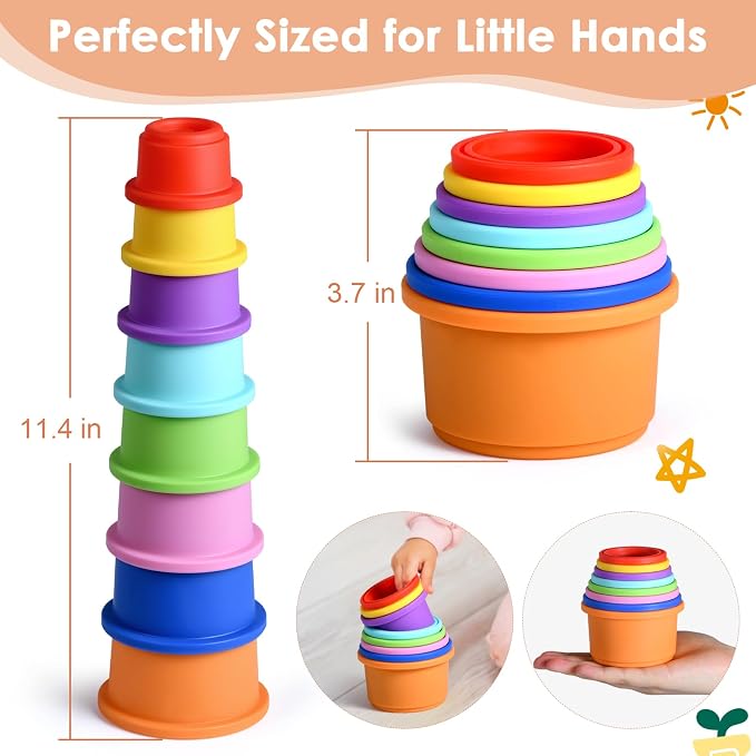 ZYFLSQ Stacking Cups Baby Toy 8 Pcs, Nesting Cups - Image 6
