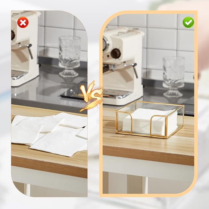 LemonRoad 4 Pcs Square Gold Napkin Holder - Image 5