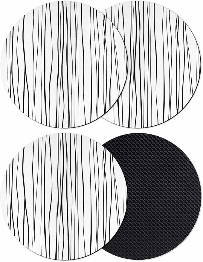 Black Coasters Set of 4, Abstract Lines Gradient Minimalist Modern Texture Soft by PIEPLE