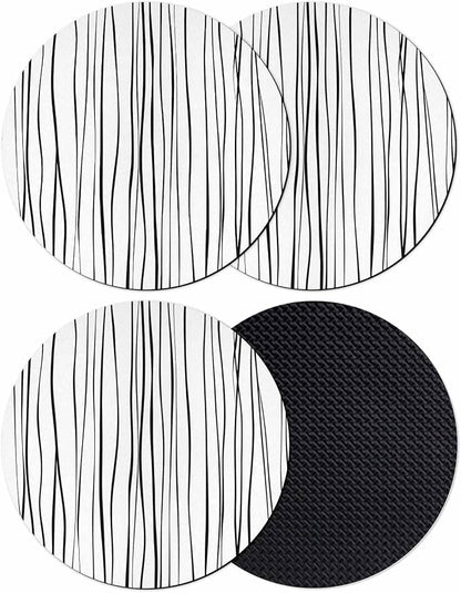 Black Coasters Set of 4, Abstract Lines Gradient Minimalist Modern Texture Soft by PIEPLE