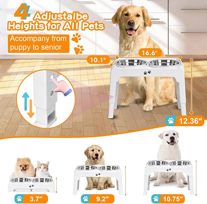 COMESOON Elevated Dog Bowls, 4 Height Adjustable Raised Bowl Stand - Image 2