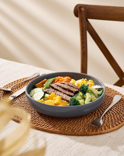 famiware Milkyway 33 oz Pasta Bowls Set of 8, Dark Gray | Scratch-Resistant - Image 5