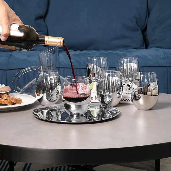 MyGift Modern Stemless Wine Glass Set of 6 - Image 7