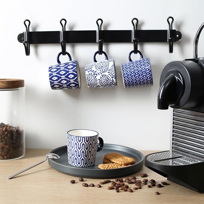 Selamica Ceramic Espresso Cups Set of 4, Vintage Blue | 5 Oz Espresso Mugs - Image 3