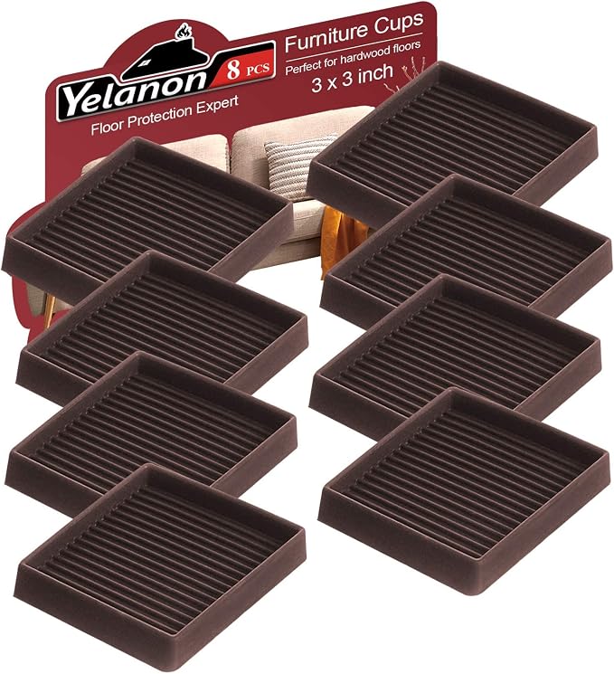 Non Slip Furniture Pads for Hardwood Floors -8 Pcs 3” Furniture Coasters Cups by Yelanon