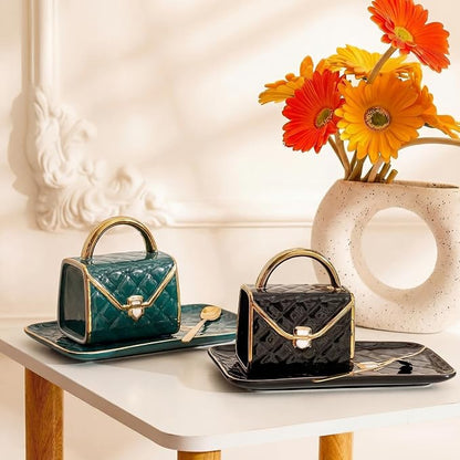 Zubebe 2 Set Coffee Mug Elegant Handbag Shaped Cup Modern Ceramic Purse Mug - Image 3