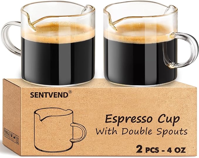 4 Oz Espresso Cups Set of 2 Double Spout by SENTVEND