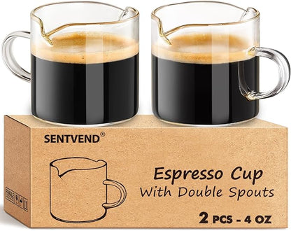4 Oz Espresso Cups Set of 2 Double Spout by SENTVEND
