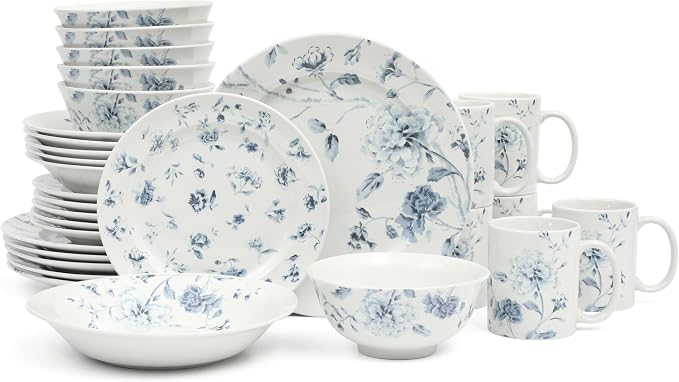 Martha Stewart Empress Bouquet 30 Piece Decorated Porcelain Chip and Scratch by MarthaStewart