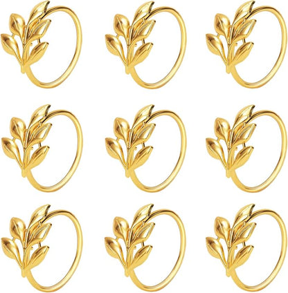 KPOSIYA Set of 200 Leaf Napkin Rings Metal Gold Napkin Holder Table Napkin Rings by KPOSIYA