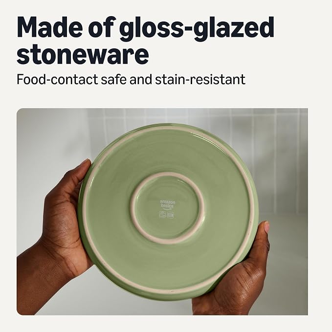 Amazon Basics Glazed Stoneware Dinnerware, 12-Piece Set, 4 Full Place Settings - Image 3