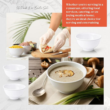 Tioncy 36 Pcs Bowls Set Unbreakable Dessert Soup Salad Bowls - Image 4