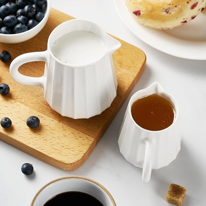 Gurygo 2 Pack 9 Oz Classic Ceramic White Creamer - Image 5