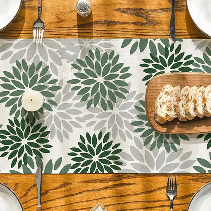 Artoid Mode Dark Green Dahlia Floral Pinnata Spring Table Runner, Seasonal - Image 7