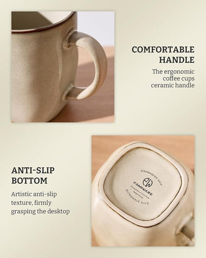 famiware Coffee Mugs Set of 4, Ocean Square 13oz Coffee Cup Set - Image 7