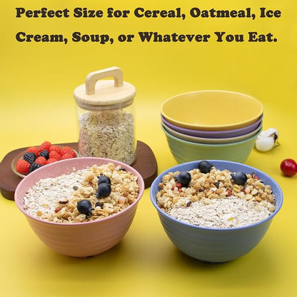 Cereal Bowls Set, 37oz Unbreakable Wheat Straw Bowls Set, Deep Lightweight Bowl - Image 5
