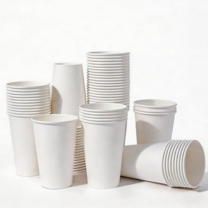 MOUMOULIFE Disposable Paper Coffee Cups 16 oz 300 Count, Leak-Proof White by moumoulife
