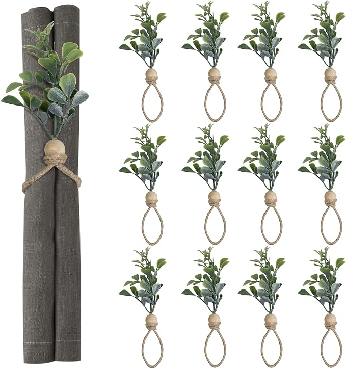 MAOANME Boho Eucalyptus Leaf Napkin Rings by MAONAME
