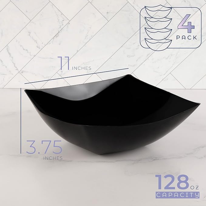 PLASTICPRO Disposable Square Serving Bowls, Party Snack or Salad Bowl, Plastic - Image 7