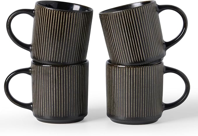 famiware Coffee Mug Set for 4, Star 12 oz Catering Mugs Cup Set by Famiware