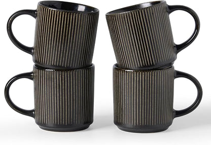famiware Coffee Mug Set for 4, Star 12 oz Catering Mugs Cup Set by Famiware