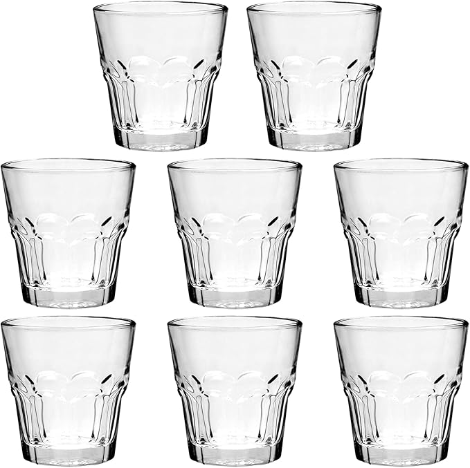 4.5oz Rock Bar Stackable Beverage Glasses – Set Of 8 Drinking Glasses | by Maredash