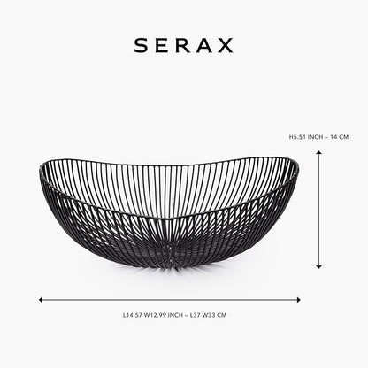 Serax Home Decor Fruit Bowl | Metal sculptures interior accessories by Antonino Sciortino | Oval Black Iron Kitchen Basket | Modern House Decor or Kitchen Storage for Counter and Table