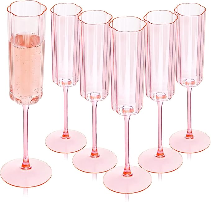 Ciaell 24 Pack Pink Plastic Champagne Flutes by Ciaell