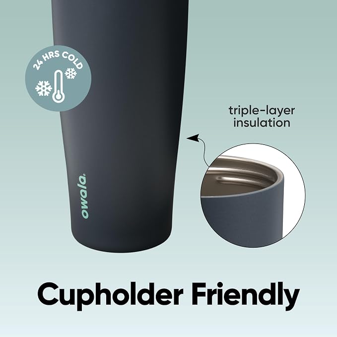 Owala FreeSip Tumbler Stainless Steel Water Bottle 40 oz Foggy Tide | - Image 4