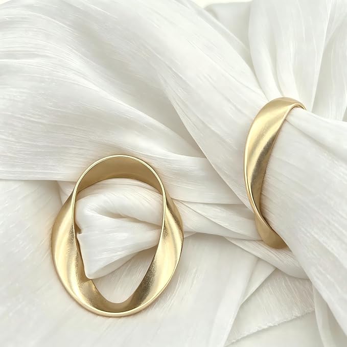 Gold Napkin Rings -12 PCS, Matte Metal Napkin Rings - Image 5