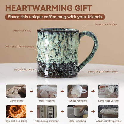 Unique Reactive Glaze Ceramic Coffee Mug - 15 oz Large Coffee Cup - Image 4