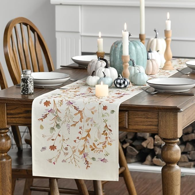 Artoid Mode 210 GSM Fall Table Runner 13x36 Inch Home Party Decor | Floral - Image 3