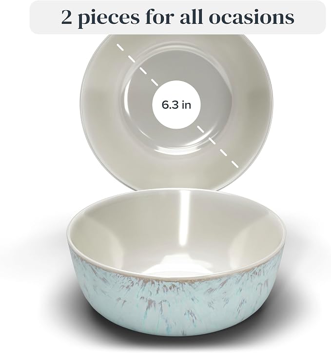 Stoneware Cereal Bowls Set of 2, 27 oz Scratch Resistant Ceramic Soup Bowl | - Image 3