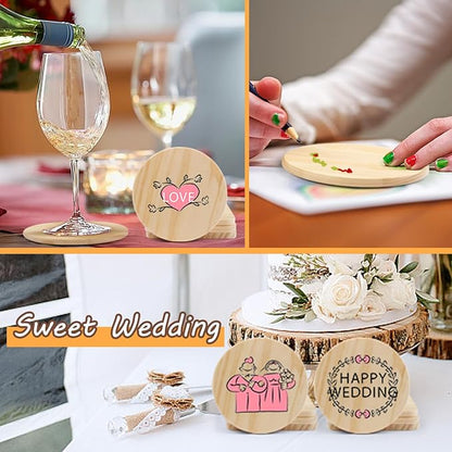 96 pcs Unfinished Wood Coasters - Image 3