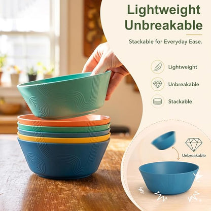 PYRMONT Large Cereal Bowls 36 OZ Wheat Straw Bowls Set of 8 Alternative Plastic - Image 7