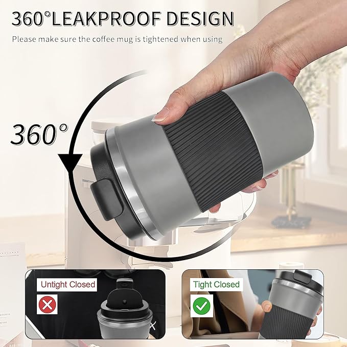 Insulated Travel Coffee Mug, Stainless Steel Coffee Cup - Image 5