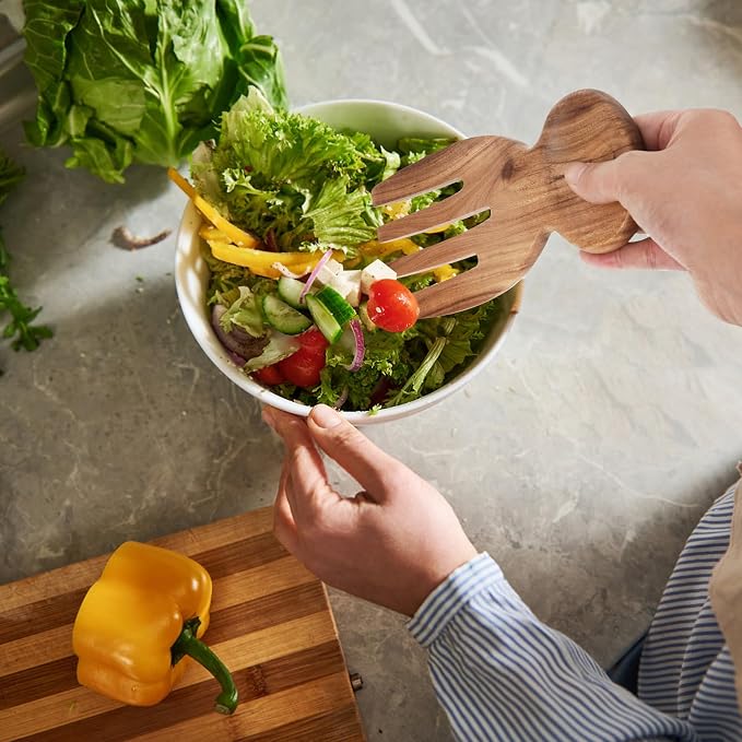 MYRAINBOW Salad Tongs, Acacia Wooden Salad Tongs, Wooden Salad Serving Utensils - Image 6