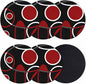 Black Red Coasters Set of 6, Non-Slip Cup Coaster Mat by PIEPLE
