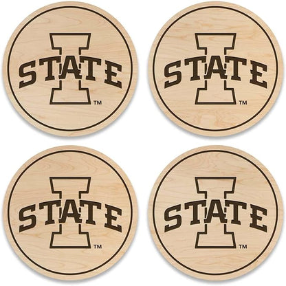 LazerEdge Iowa State Cyclones Wooden Coaster Set - Maple Wood - Officially Licensed Product - 4-Pack