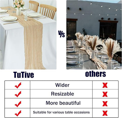 Cheesecloth Table Runner 13.3FT Long Boho Table Runner Rustic Gauze Wedding - Image 5