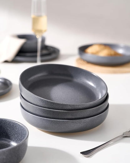 famiware Milkyway 33 oz Pasta Bowls Set of 8, Matte Dark Charcoal | Double - Image 5