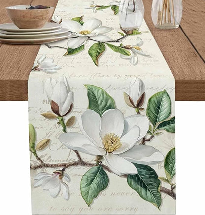 Vintage Floral Spring Table Runners 72 Inches Long, Rustic Botanical Table by Unknown