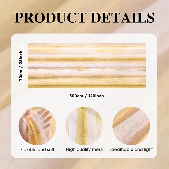 Artoid Mode Boho Yellow Stripes Spring Chiffon Table Runner 120 Inches 10FT - Image 6