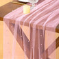 Pearl Table Runner Summer Tulle Gauze Sheer Wedding Party Home Decor | Pink by Socomi