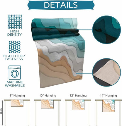 Turquoise Geometric Beach Table Runners 70 Inches Long, Cotton Linen Fabric - Image 7
